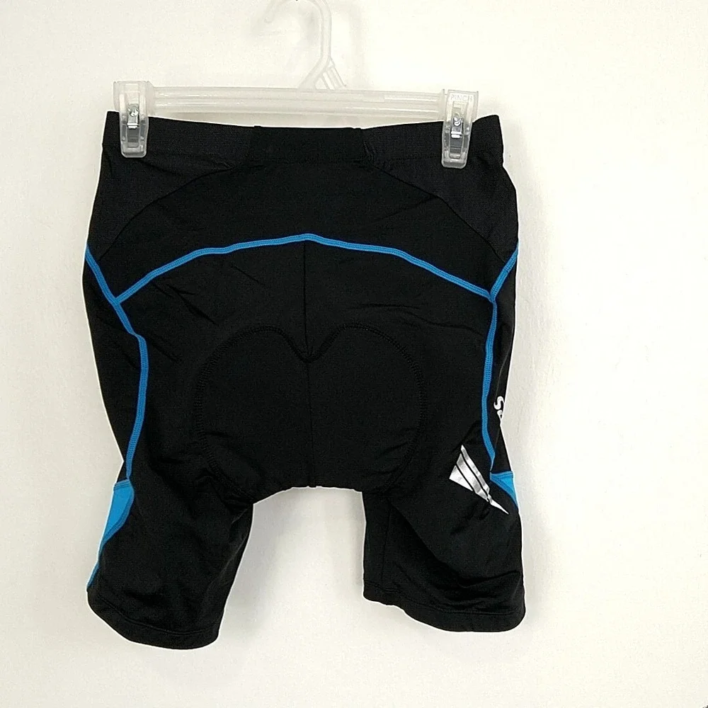 Santic Mens sz M Shorts Black Blue ColorBlock Elastic Waist Athletic Biker Short